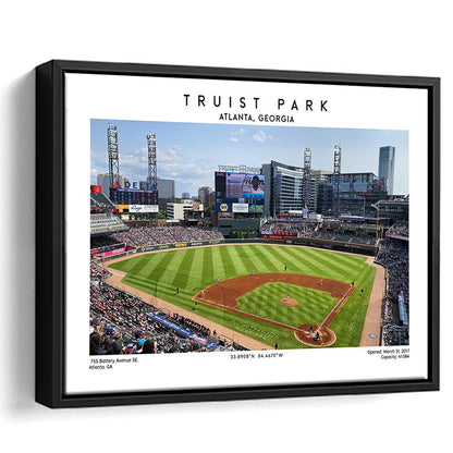 Truist Park, Atlanta Braves Baseball Stadium Wall Art Print, Sport Art Print, Framed Canvas Print Wall Art