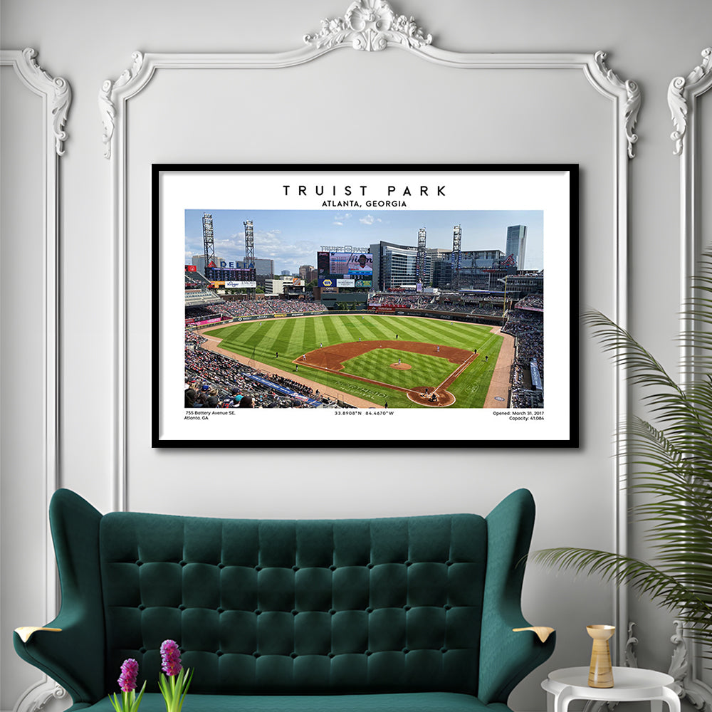 Truist Park, Atlanta Braves Baseball Stadium Wall Art Print, Sport Art Print, Framed Art Print Wall Decor