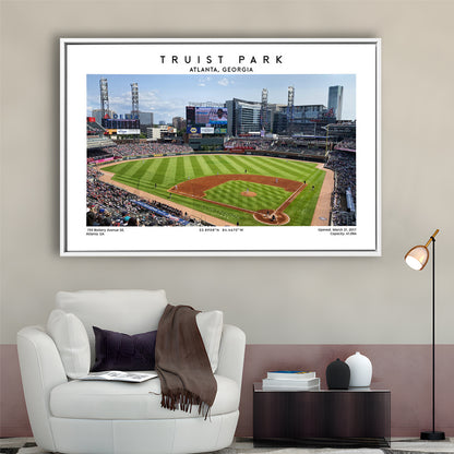 Truist Park, Atlanta Braves Baseball Stadium Wall Art Print, Sport Art Print, Framed Canvas Print Wall Art