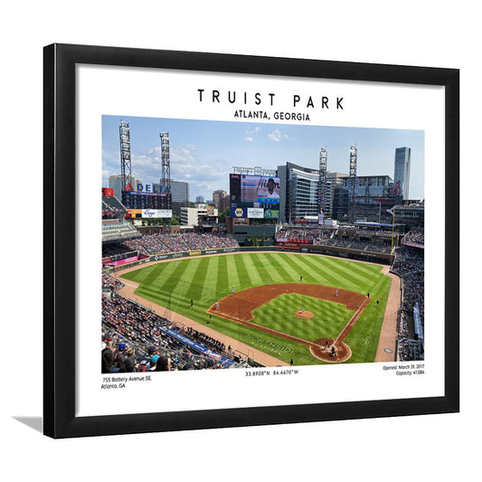 Truist Park, Atlanta Braves Baseball Stadium Wall Art Print, Sport Art Print, Framed Art Print Wall Decor