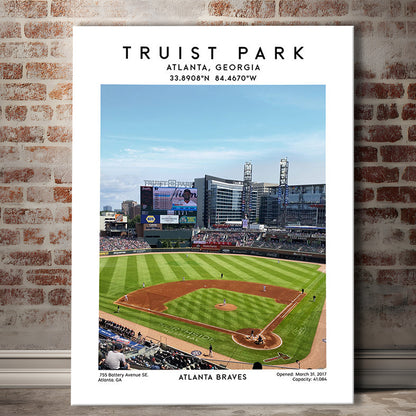 Truist Park Stadium, Atlanta Braves Baseball Stadium Wall Art Print, Canvas Prints Wall Art, Man Cave Decor