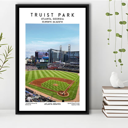 Truist Park Stadium, Atlanta Braves Baseball Stadium Wall Art Print, Framed Canvas Prints Wall Art