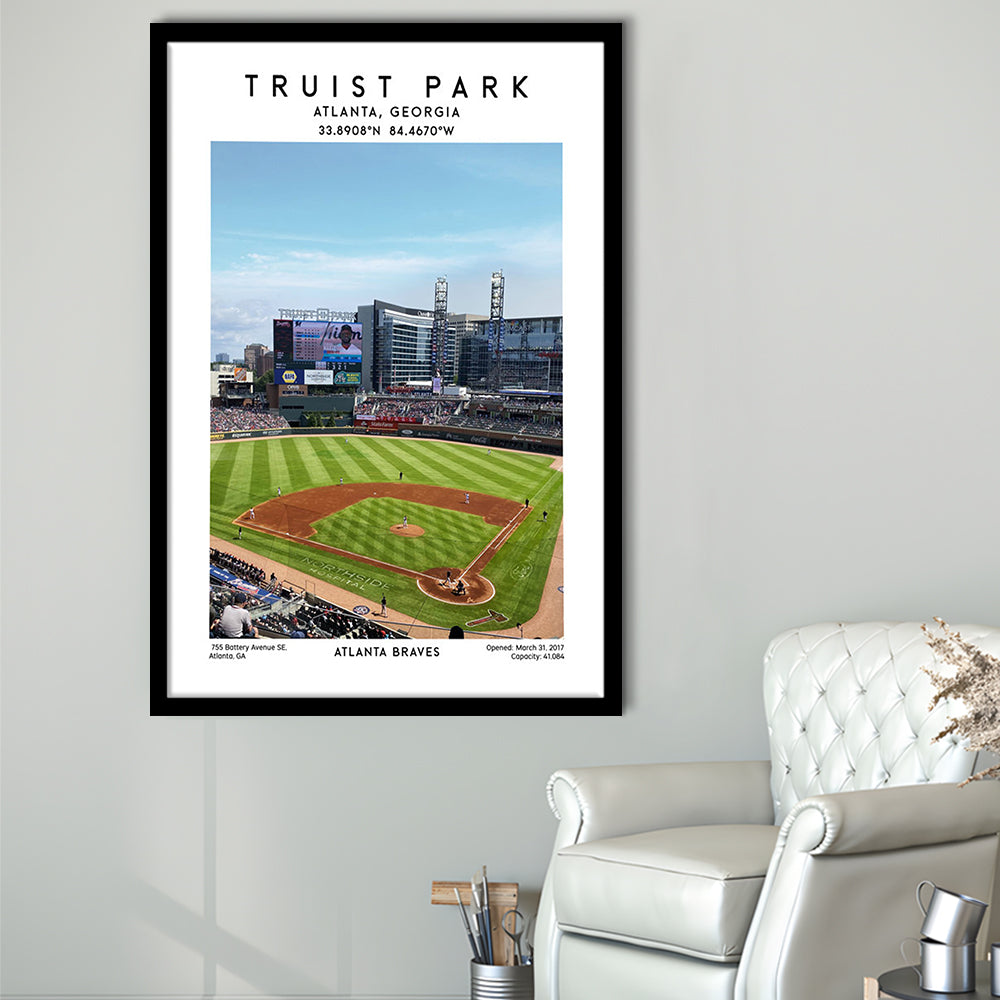 Truist Park Stadium, Atlanta Braves Baseball Stadium Wall Art Print, Framed Art Prints Wall Decor