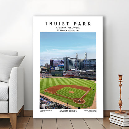 Truist Park Stadium, Atlanta Braves Baseball Stadium Wall Art Print, Canvas Prints Wall Art, Man Cave Decor