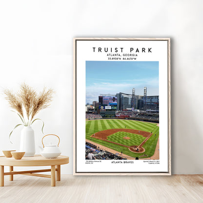 Truist Park Stadium, Atlanta Braves Baseball Stadium Wall Art Print, Framed Canvas Prints Wall Art