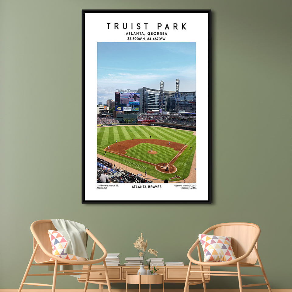 Truist Park Stadium, Atlanta Braves Baseball Stadium Wall Art Print, Framed Canvas Prints Wall Art