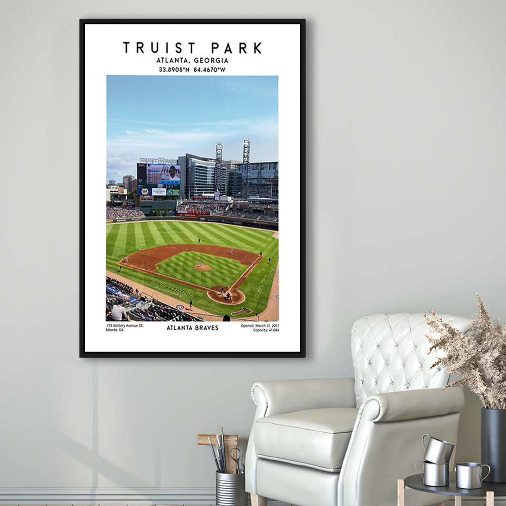 Truist Park Stadium, Atlanta Braves Baseball Stadium Wall Art Print, Framed Canvas Prints Wall Art