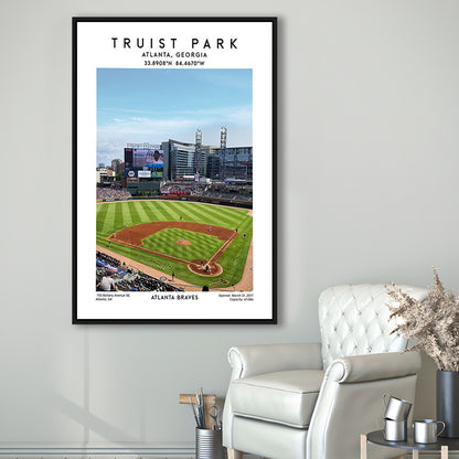 Truist Park Stadium, Atlanta Braves Baseball Stadium Wall Art Print, Framed Canvas Prints Wall Art