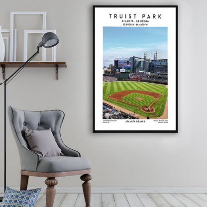 Truist Park Stadium, Atlanta Braves Baseball Stadium Wall Art Print, Framed Canvas Prints Wall Art
