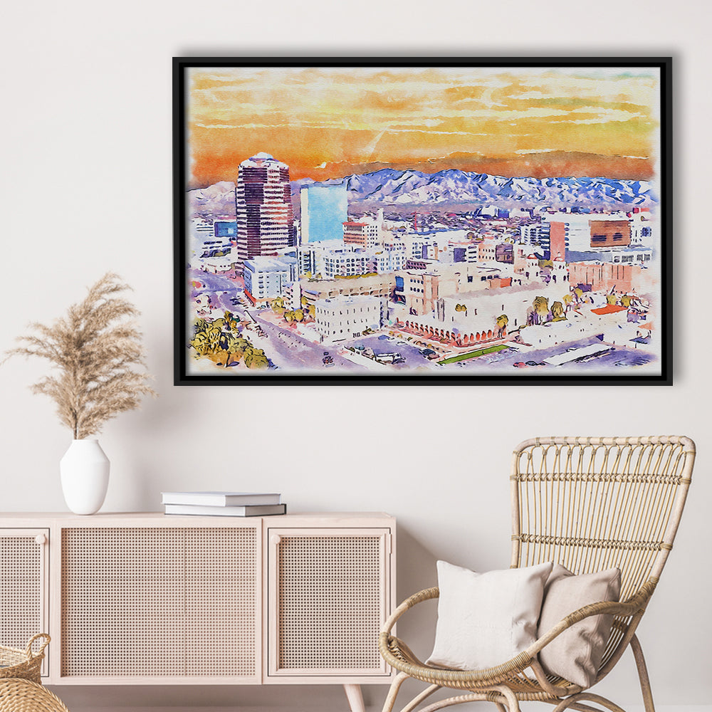 Tucson Painting Watercolor Canvas, Tucson Arizona, Sport Gift Art, Framed Canvas Print Wall Art