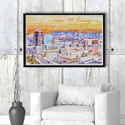 Tucson Painting Watercolor Canvas, Tucson Arizona, Sport Gift Art, Framed Canvas Print Wall Art