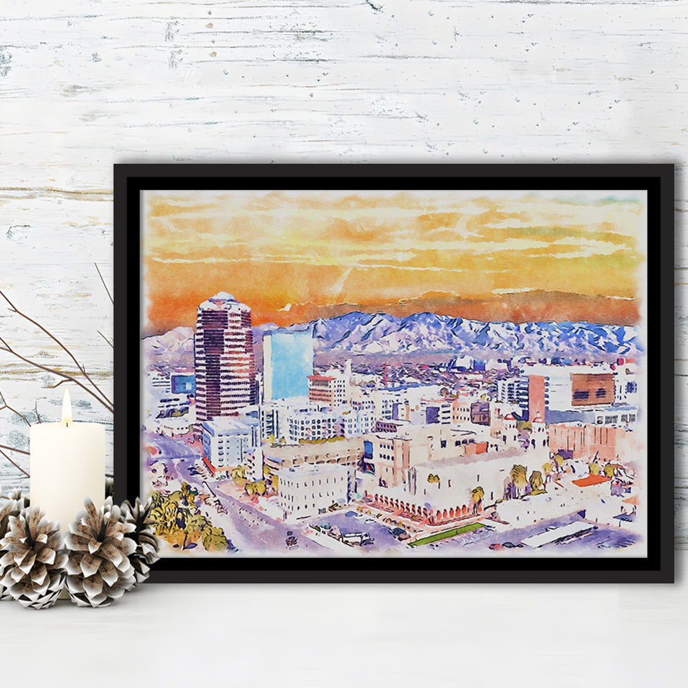 Tucson Painting Watercolor Canvas, Tucson Arizona, Sport Gift Art, Framed Canvas Print Wall Art