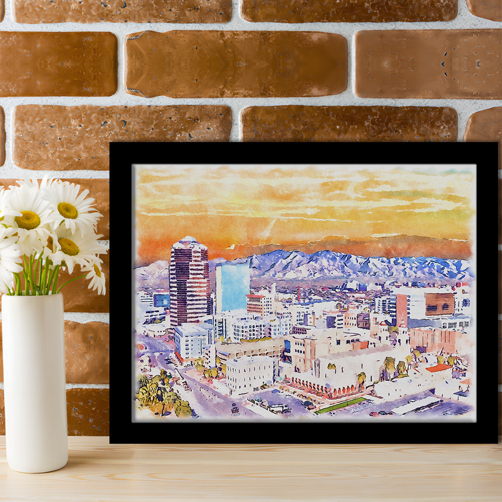 Tucson Painting Watercolor Canvas, Tucson Arizona, Sport Gift Art, Framed Art Print Wall Decor