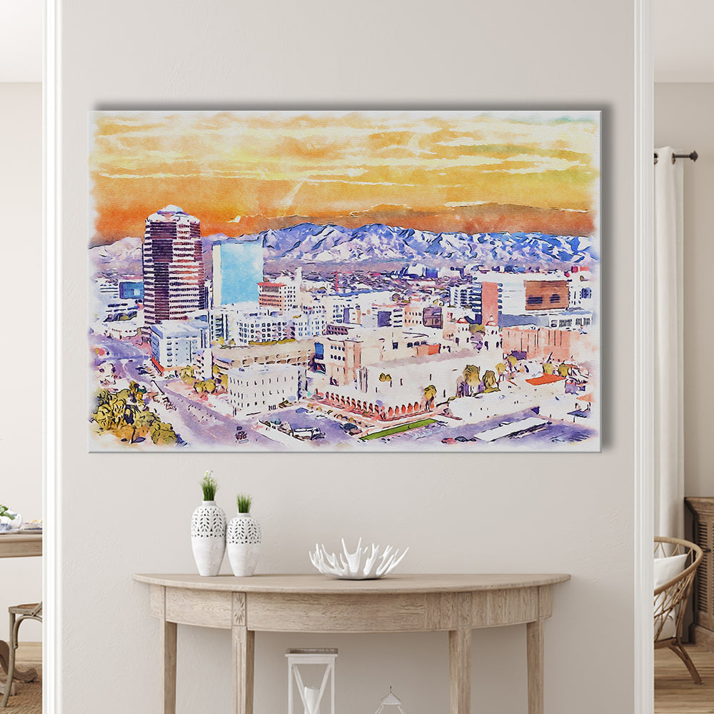 Tucson Painting Watercolor Canvas, Tucson Arizona, Sport Art, Gifts for him, Canvas Print Wall Art