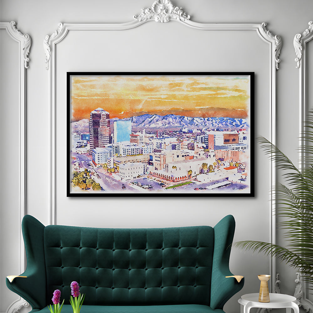 Tucson Painting Watercolor Canvas, Tucson Arizona, Sport Gift Art, Framed Art Print Wall Decor
