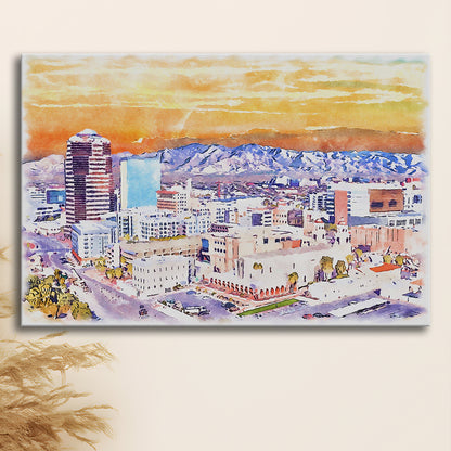 Tucson Painting Watercolor Canvas, Tucson Arizona, Sport Art, Gifts for him, Canvas Print Wall Art