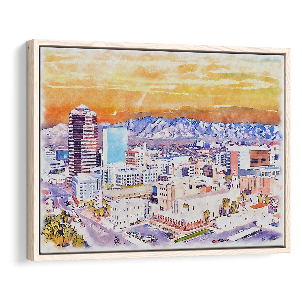 Tucson Painting Watercolor Canvas, Tucson Arizona, Sport Gift Art, Framed Canvas Print Wall Art
