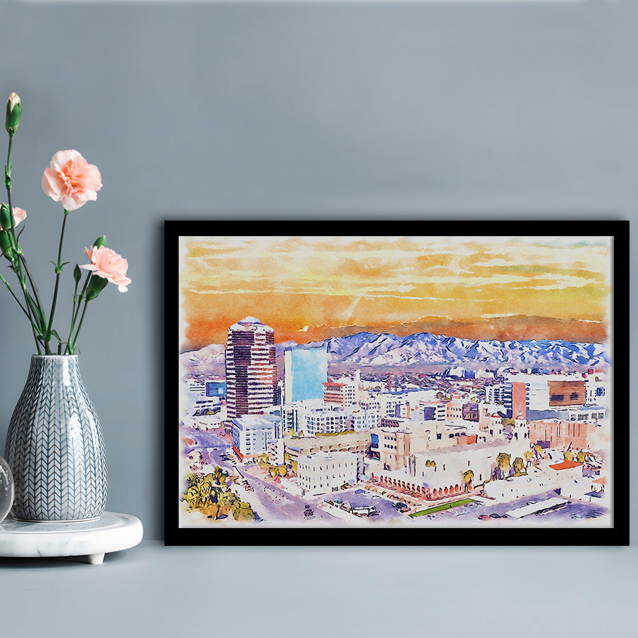 Tucson Painting Watercolor Canvas, Tucson Arizona, Sport Gift Art, Framed Art Print Wall Decor