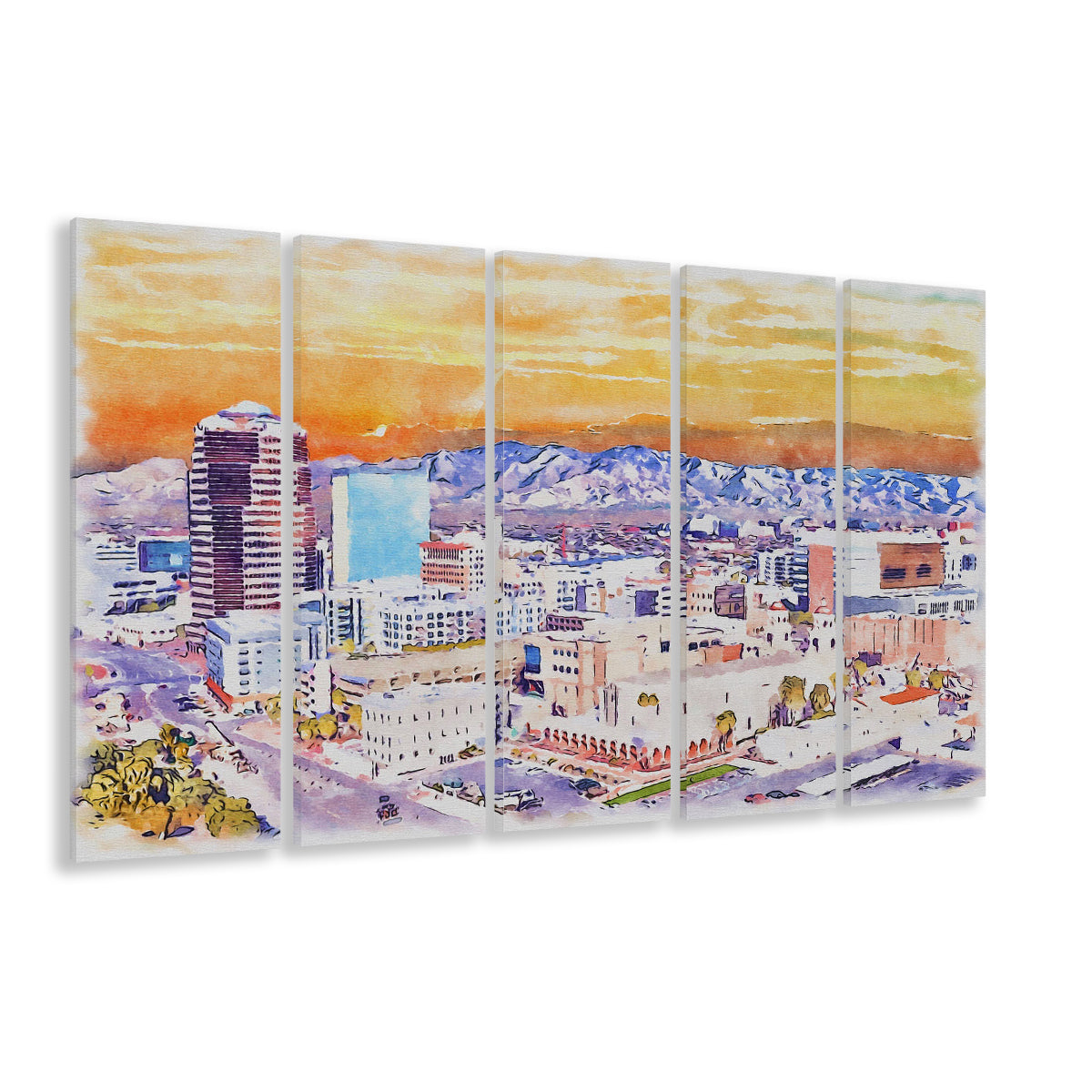 Tucson Painting Watercolor Canvas, Tucson Arizona, Sport Art, Extra Large Canvas Print Wall Art