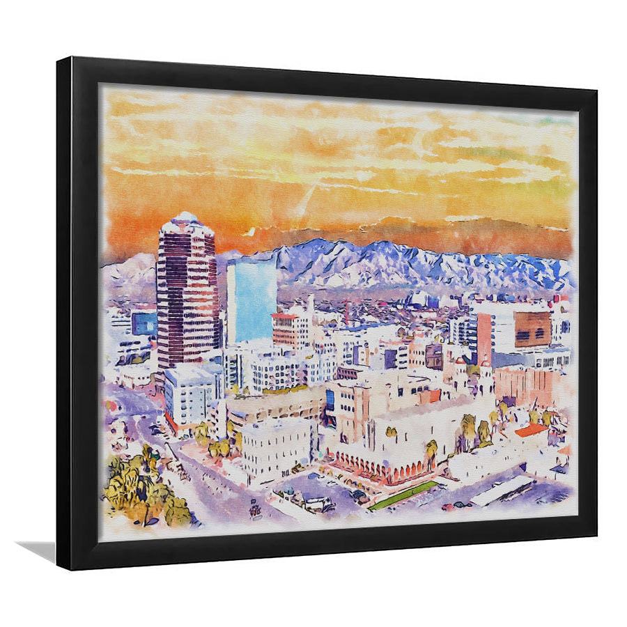 Tucson Painting Watercolor Canvas, Tucson Arizona, Sport Gift Art, Framed Art Print Wall Decor