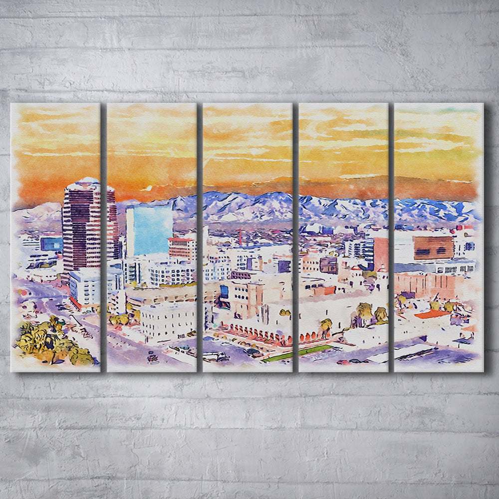 Tucson Painting Watercolor Canvas, Tucson Arizona, Sport Art, Extra Large Canvas Print Wall Art