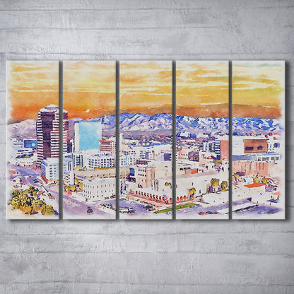 Tucson Painting Watercolor Canvas, Tucson Arizona, Sport Art, Extra Large Canvas Print Wall Art