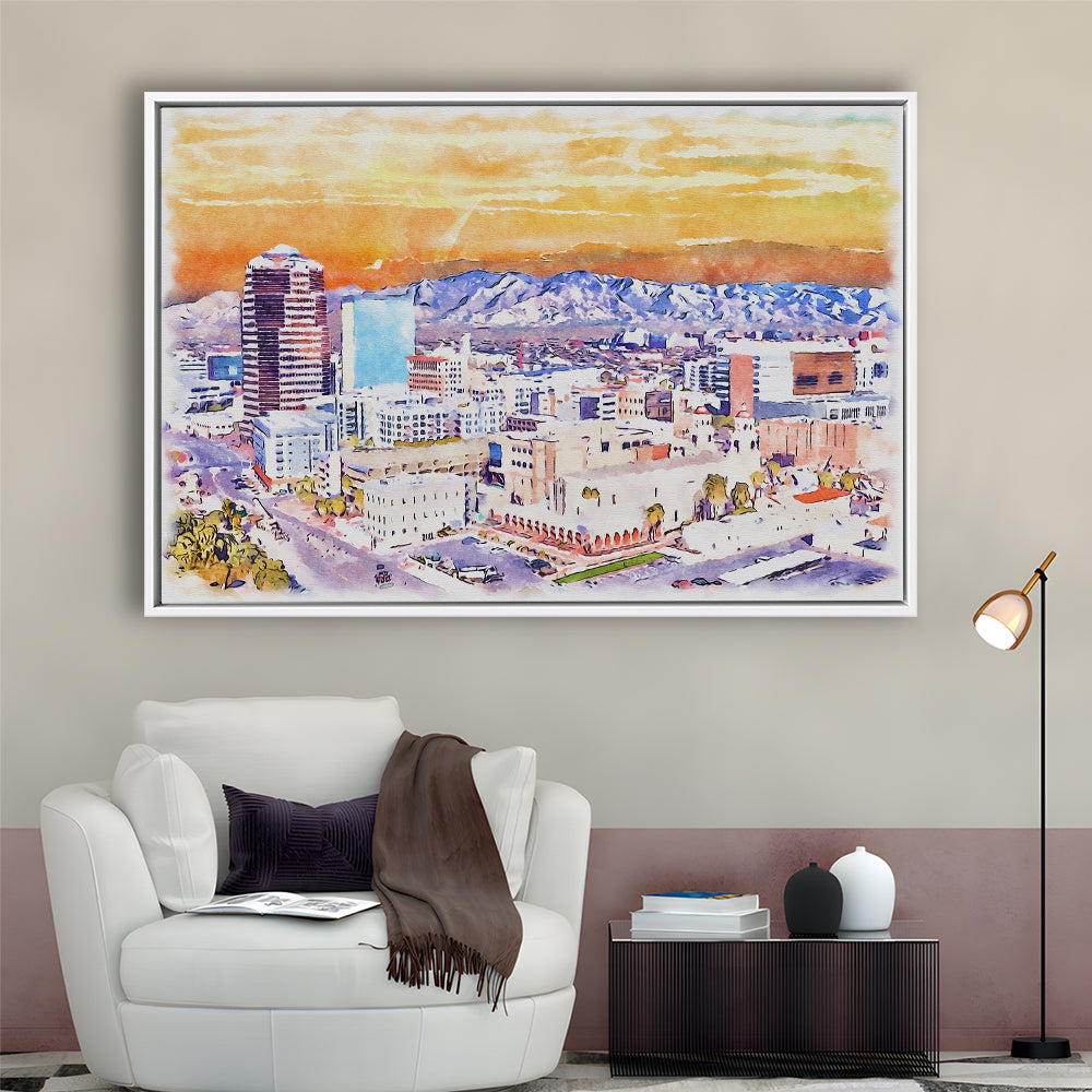 Tucson Painting Watercolor Canvas, Tucson Arizona, Sport Gift Art, Framed Canvas Print Wall Art