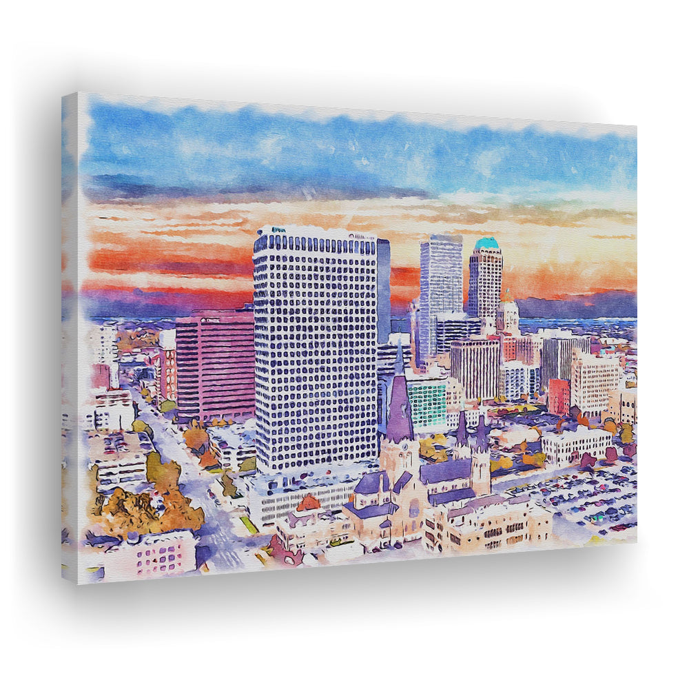 Tulsa Painting Watercolor Canvas, Tulsa Oklahoma, Sport Art, Gifts for him, Canvas Print Wall Art