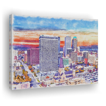 Tulsa Painting Watercolor Canvas, Tulsa Oklahoma, Sport Art, Gifts for him, Canvas Print Wall Art