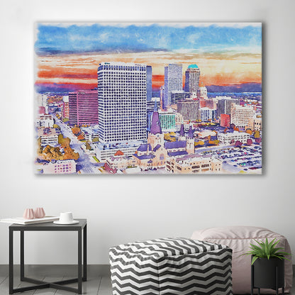 Tulsa Painting Watercolor Canvas, Tulsa Oklahoma, Sport Art, Gifts for him, Canvas Print Wall Art