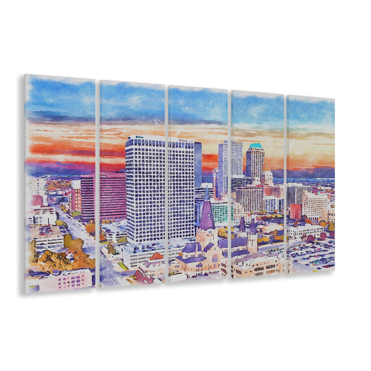 Tulsa Painting Watercolor Canvas, Tulsa Oklahoma, Sport Art, Extra Large Canvas Print Wall Art