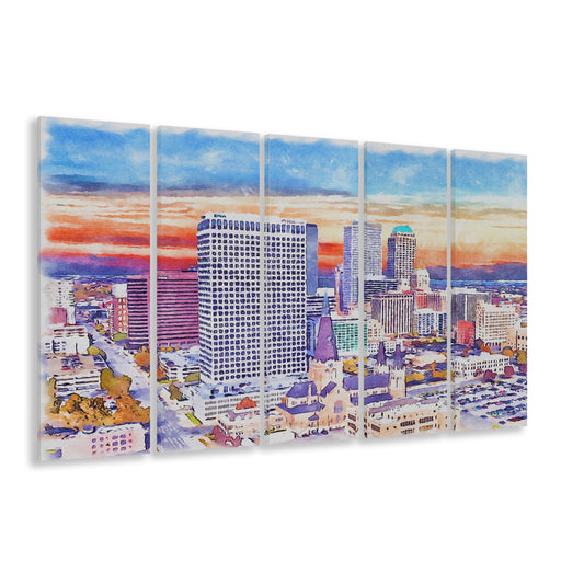 Tulsa Painting Watercolor Canvas, Tulsa Oklahoma, Sport Art, Extra Large Canvas Print Wall Art