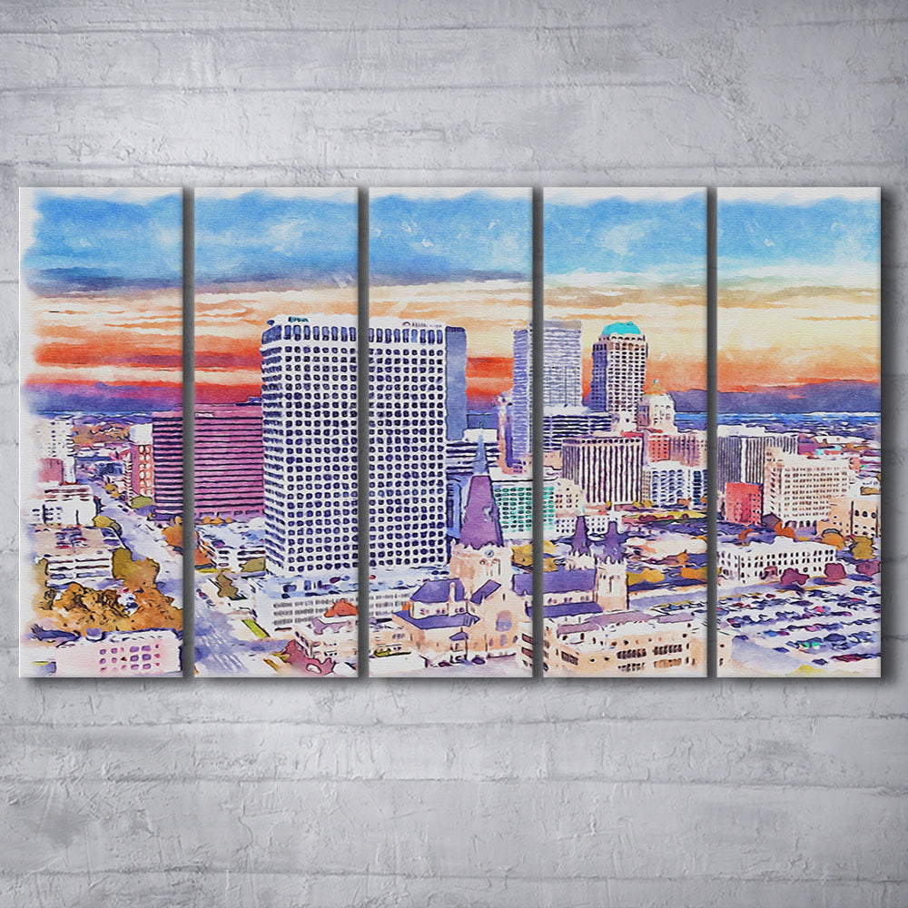 Tulsa Painting Watercolor Canvas, Tulsa Oklahoma, Sport Art, Extra Large Canvas Print Wall Art