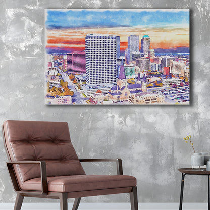 Tulsa Painting Watercolor Canvas, Tulsa Oklahoma, Sport Art, Gifts for him, Canvas Print Wall Art