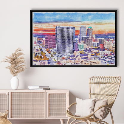 Tulsa Painting Watercolor Canvas, Tulsa Oklahoma, Sport Gift Art, Framed Canvas Print Wall Art