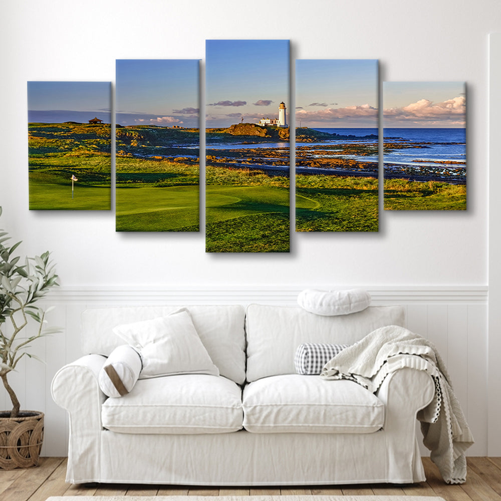 Turnberry Golf Club, Alisa Course Hole 10R, Turnberry, Scotland, Golf Art Print, 5 Pieces Mixed Canvas Print Wall Art