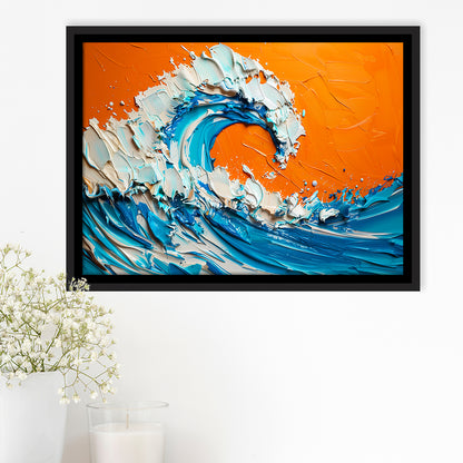 Turquoise Wave Oil Panting V2, Framed Canvas Painting, Framed Canvas Prints Wall Art Decor