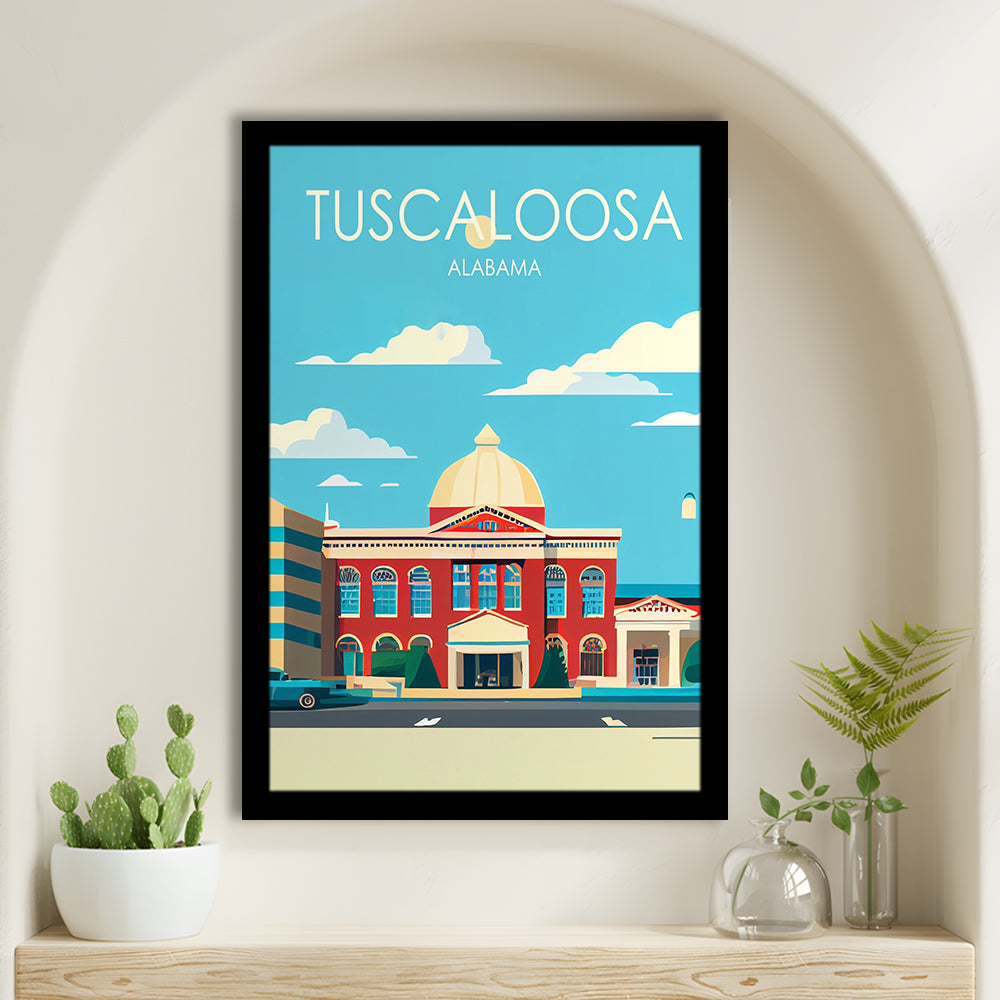 Tuscaloosa Alabama Retro Art Print, Tuscaloosa City Wall Art, Framed Art Print, Picture Framed, Painting Art