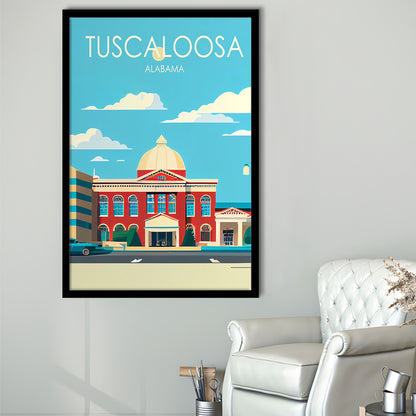 Tuscaloosa Alabama Retro Art Print, Tuscaloosa City Wall Art, Framed Art Print, Picture Framed, Painting Art