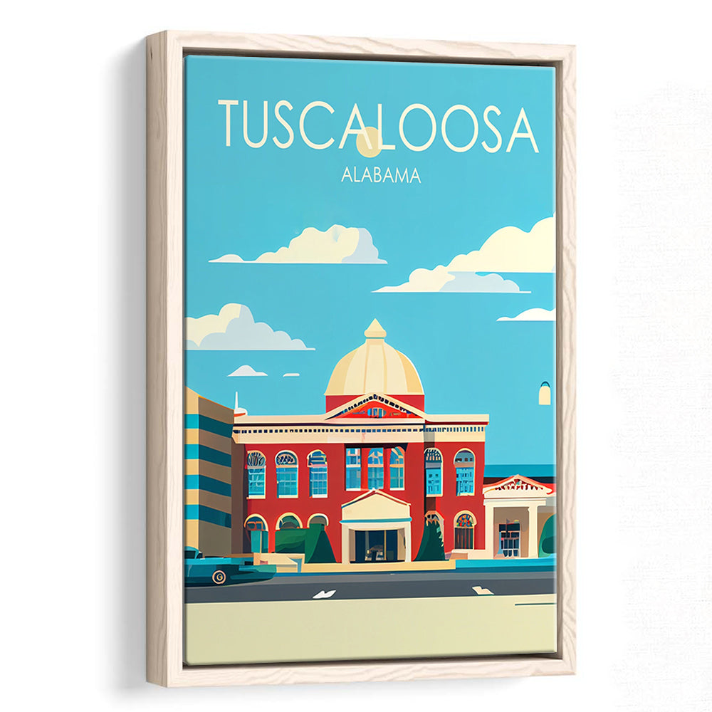 Tuscaloosa Alabama Retro Art Print, Tuscaloosa City Wall Art, Floating Framed Canvas Print, Framed Picture, Painting Canvas