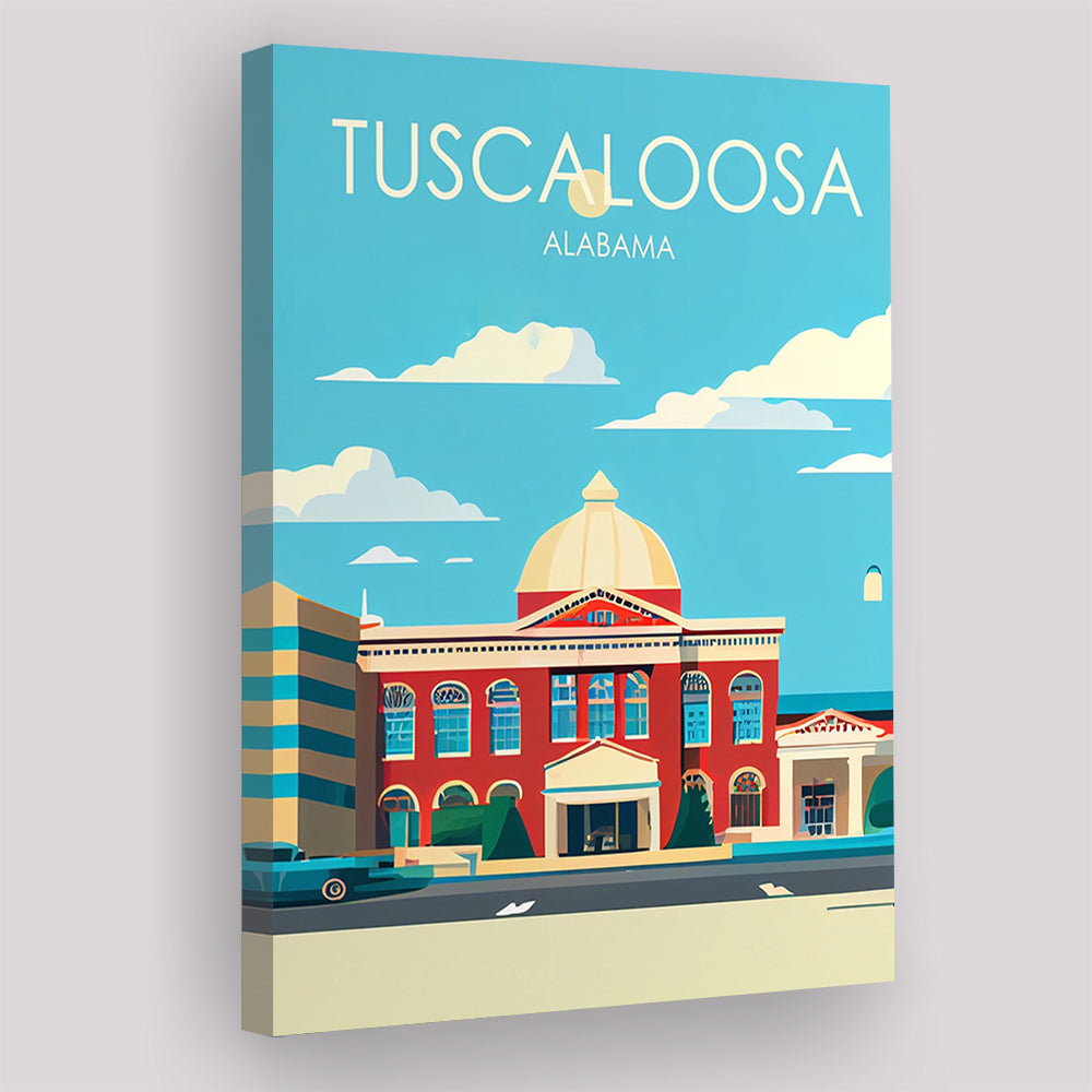 Tuscaloosa Alabama Retro Art Print, Tuscaloosa City Wall Art, Canvas Print, Painting Canvas, Living Room Decor