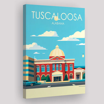 Tuscaloosa Alabama Retro Art Print, Tuscaloosa City Wall Art, Canvas Print, Painting Canvas, Living Room Decor