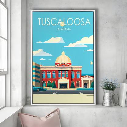 Tuscaloosa Alabama Retro Art Print, Tuscaloosa City Wall Art, Floating Framed Canvas Print, Framed Picture, Painting Canvas