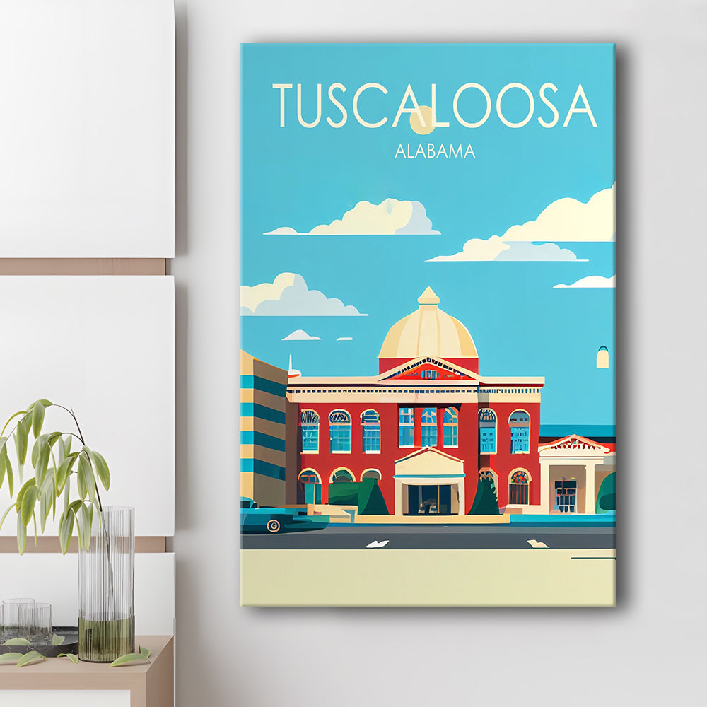 Tuscaloosa Alabama Retro Art Print, Tuscaloosa City Wall Art, Canvas Print, Painting Canvas, Living Room Decor