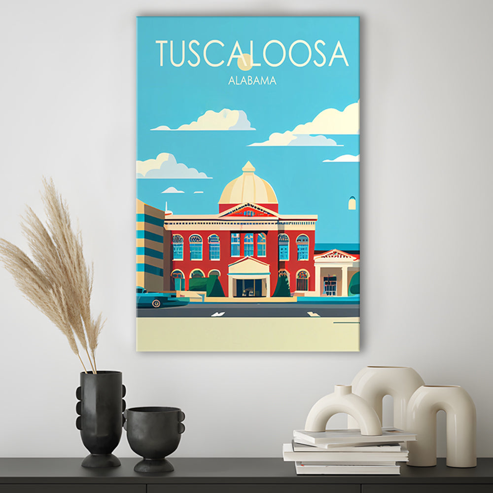 Tuscaloosa Alabama Retro Art Print, Tuscaloosa City Wall Art, Canvas Print, Painting Canvas, Living Room Decor