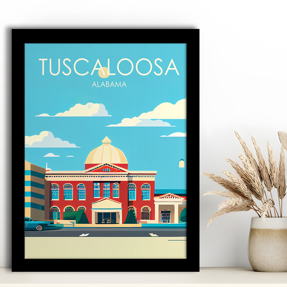 Tuscaloosa Alabama Retro Art Print, Tuscaloosa City Wall Art, Framed Art Print, Picture Framed, Painting Art
