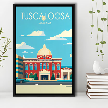Tuscaloosa Alabama Retro Art Print, Tuscaloosa City Wall Art, Floating Framed Canvas Print, Framed Picture, Painting Canvas