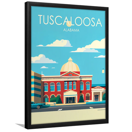 Tuscaloosa Alabama Retro Art Print, Tuscaloosa City Wall Art, Framed Art Print, Picture Framed, Painting Art