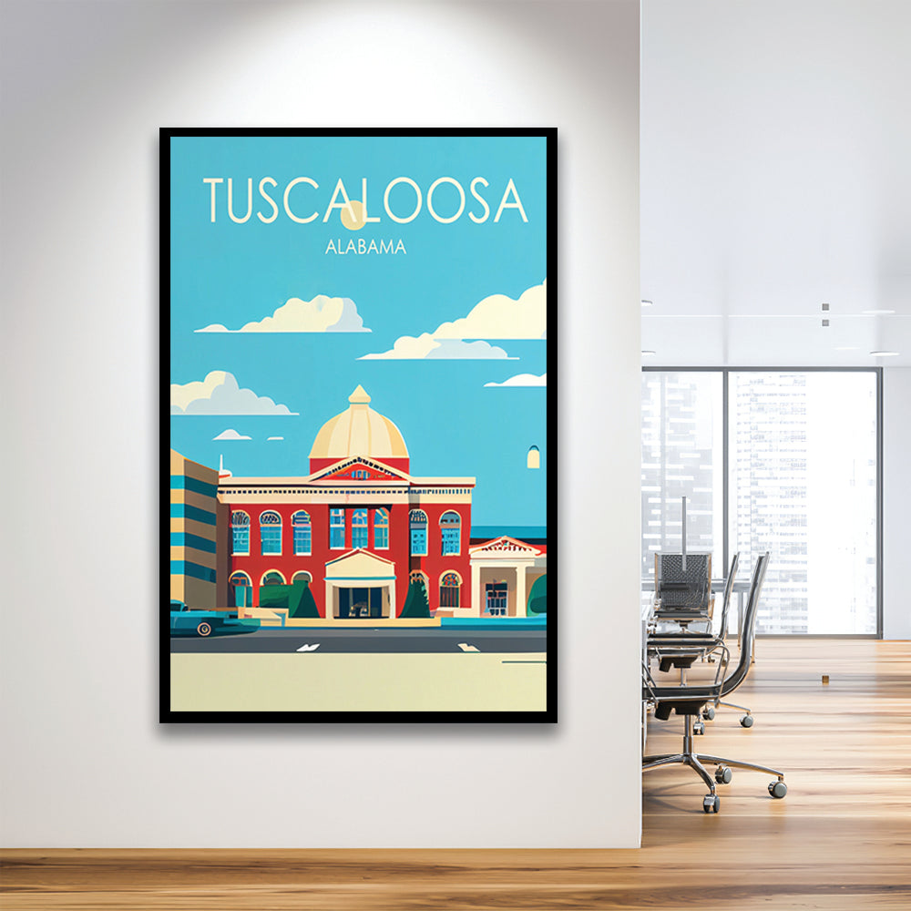 Tuscaloosa Alabama Retro Art Print, Tuscaloosa City Wall Art, Framed Art Print, Picture Framed, Painting Art