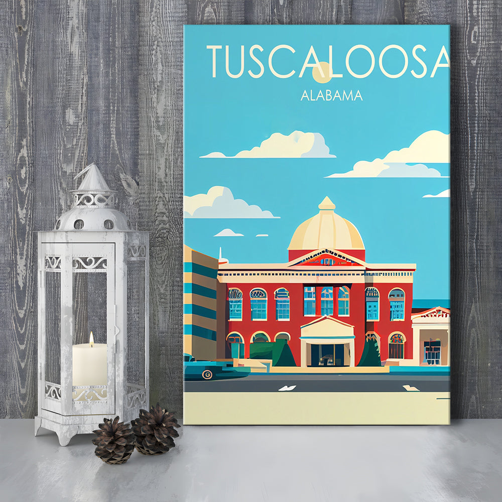 Tuscaloosa Alabama Retro Art Print, Tuscaloosa City Wall Art, Canvas Print, Painting Canvas, Living Room Decor